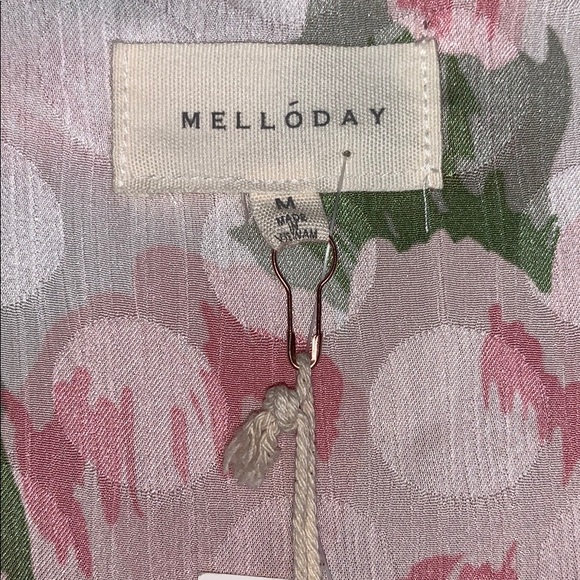 NWTs MELLODAY Floral Pink Wrap Ruffle Dot Dress - Picture 6 of 13